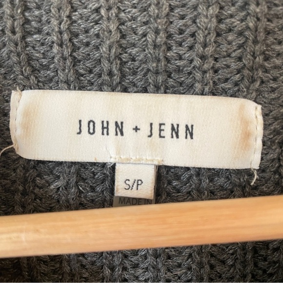 REVOLVE John Jenn Cutout Gray Grommet Lace-up Bell Sleeve Chunky Knit Sweater S - Picture 7 of 7